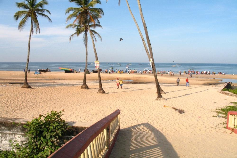 Colva Beach long white sand shoreline in South Goa