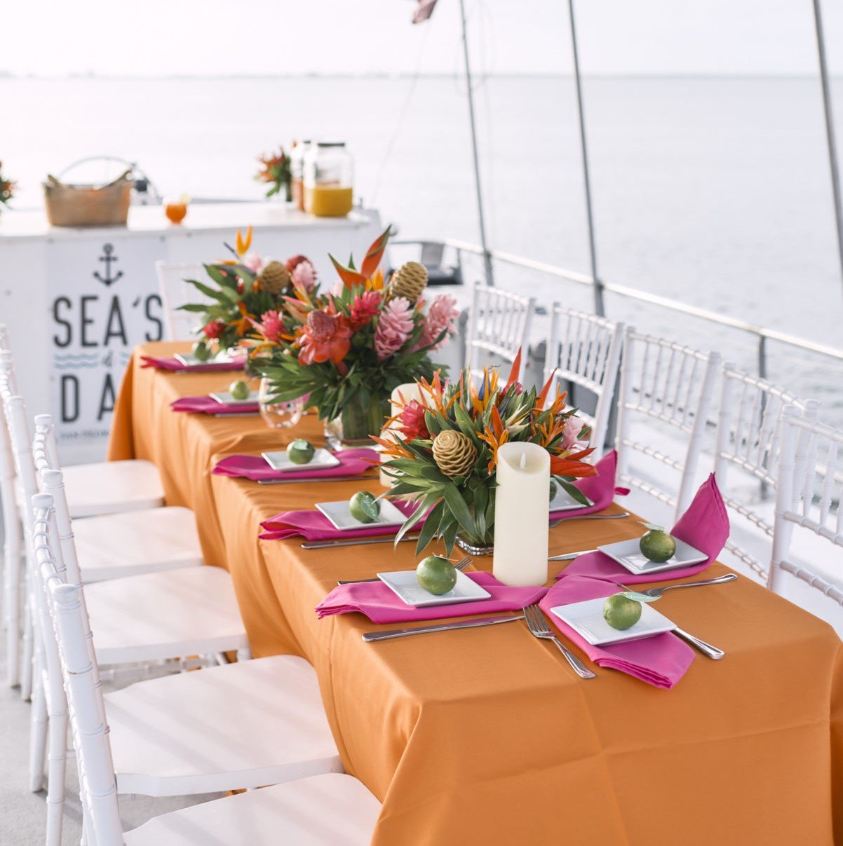 Luxury sunset dining and cocktails on a private yacht