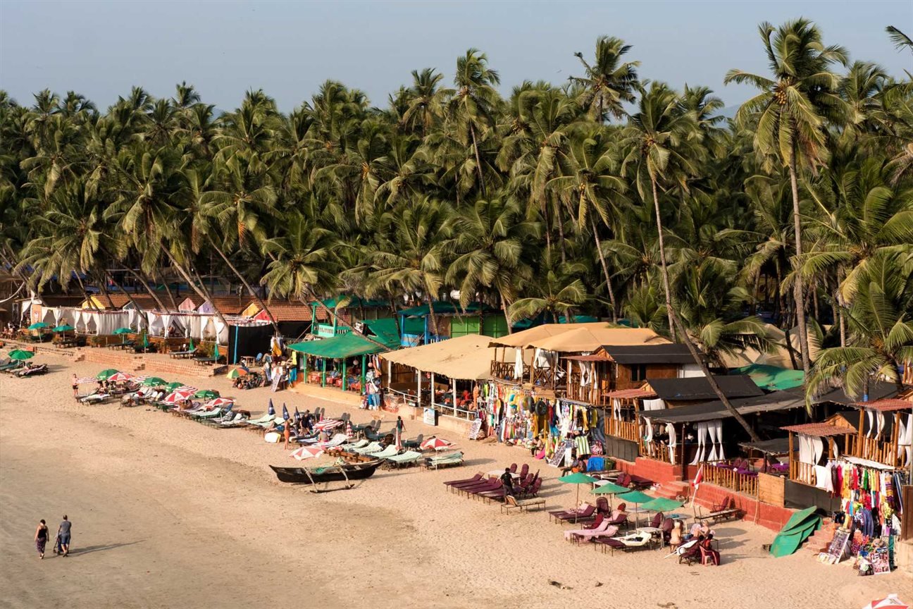 Palolem Beach iconic crescent bay and beach shacks in South Goa